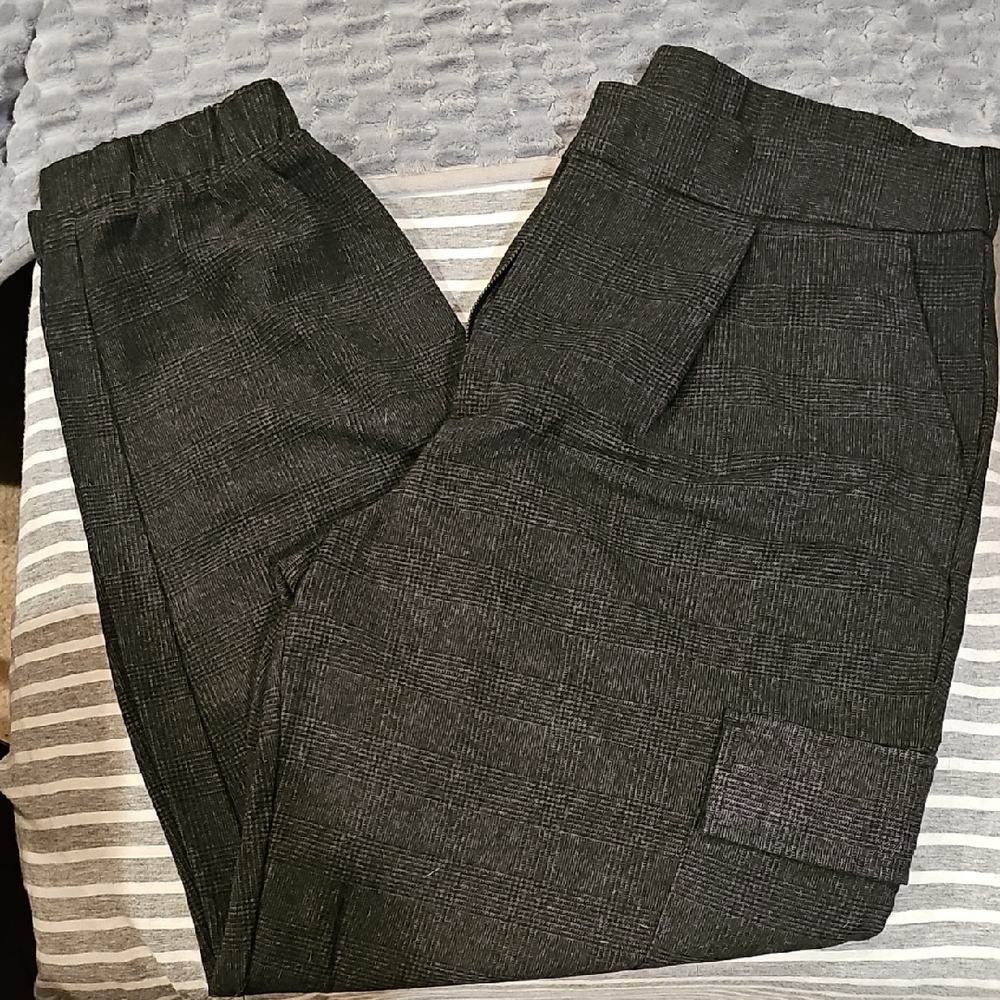 a new day Womens Charcoal Checkered Dress Joggers